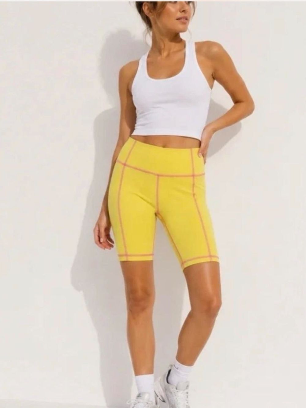 Tuckernuck Yellow and Pink Biker Shorts NWT XS